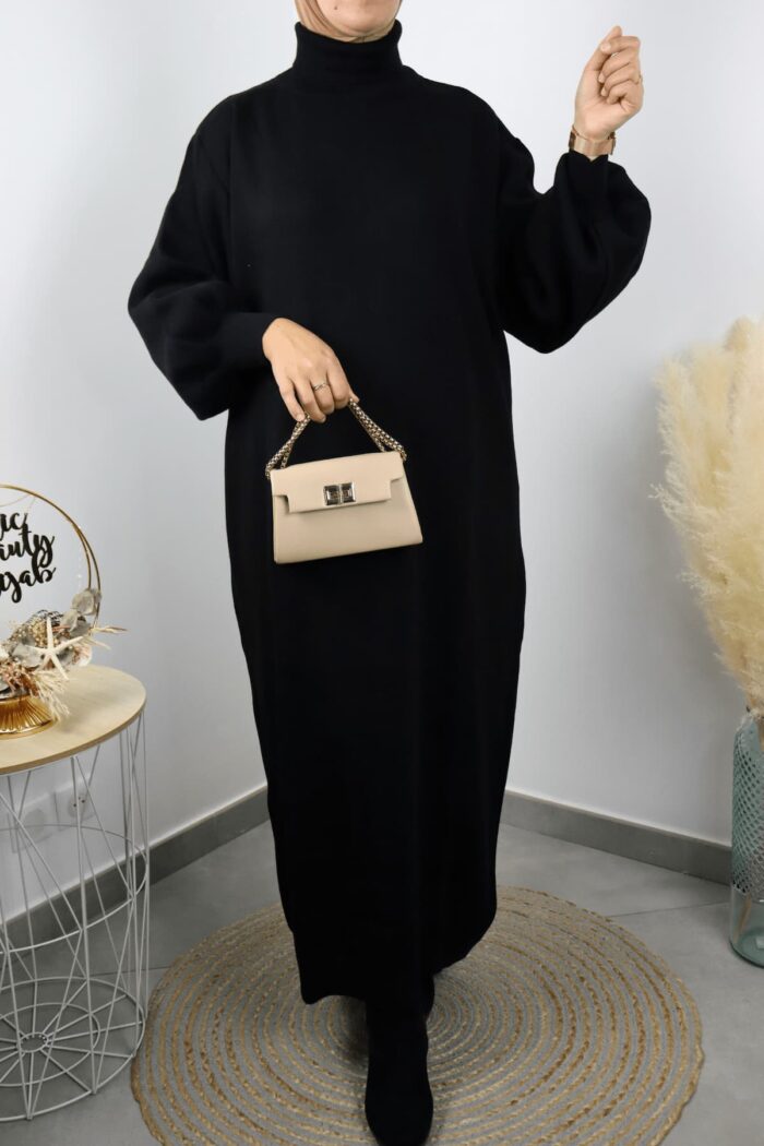 Robe maille manches bouffantes noire