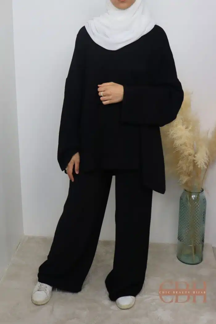 Ensemble tunique palazzo lin noir