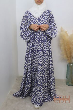 Robe longue Lin Mila bleue