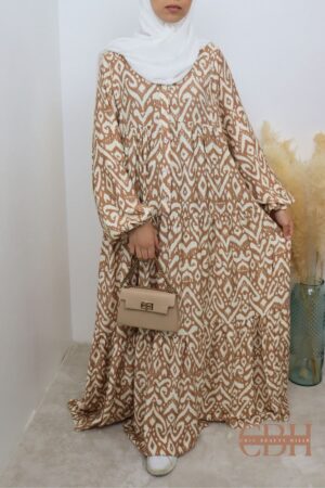 Robe longue Lin Mila camel