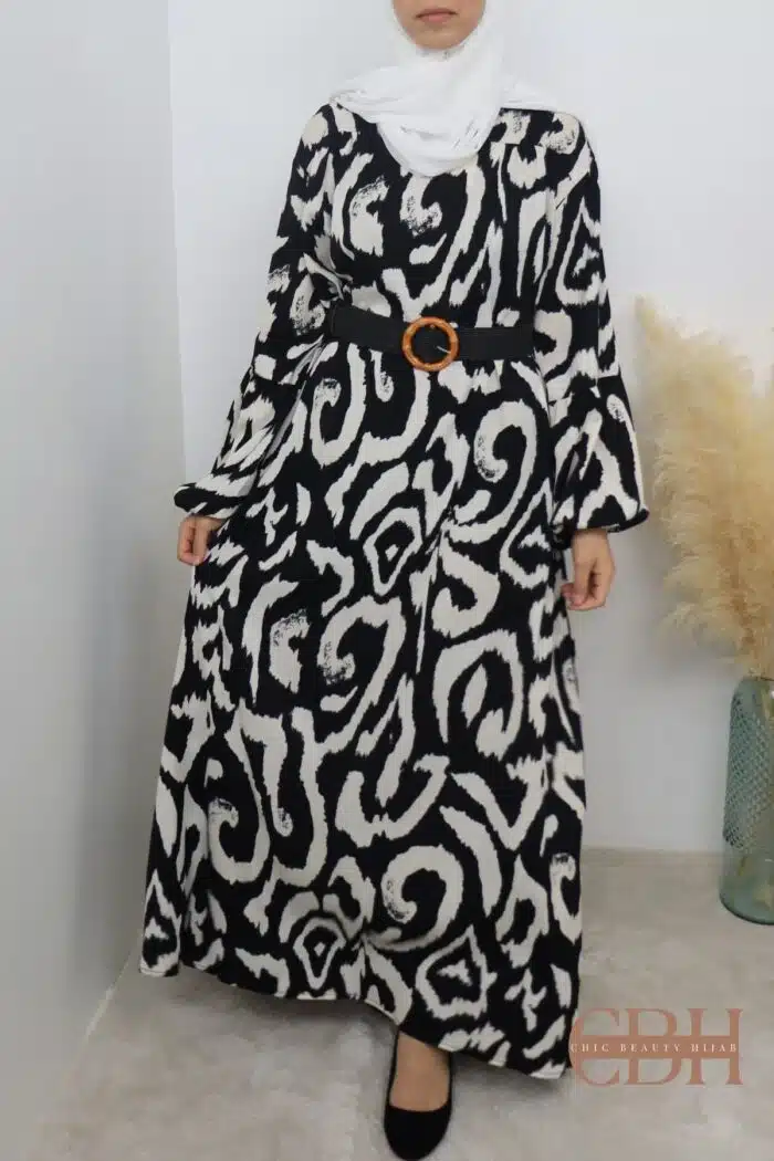 Robe longue imprimée AZRA noire