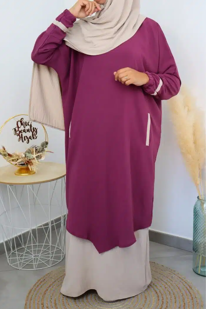 Abaya 3 pièces Myriam rose