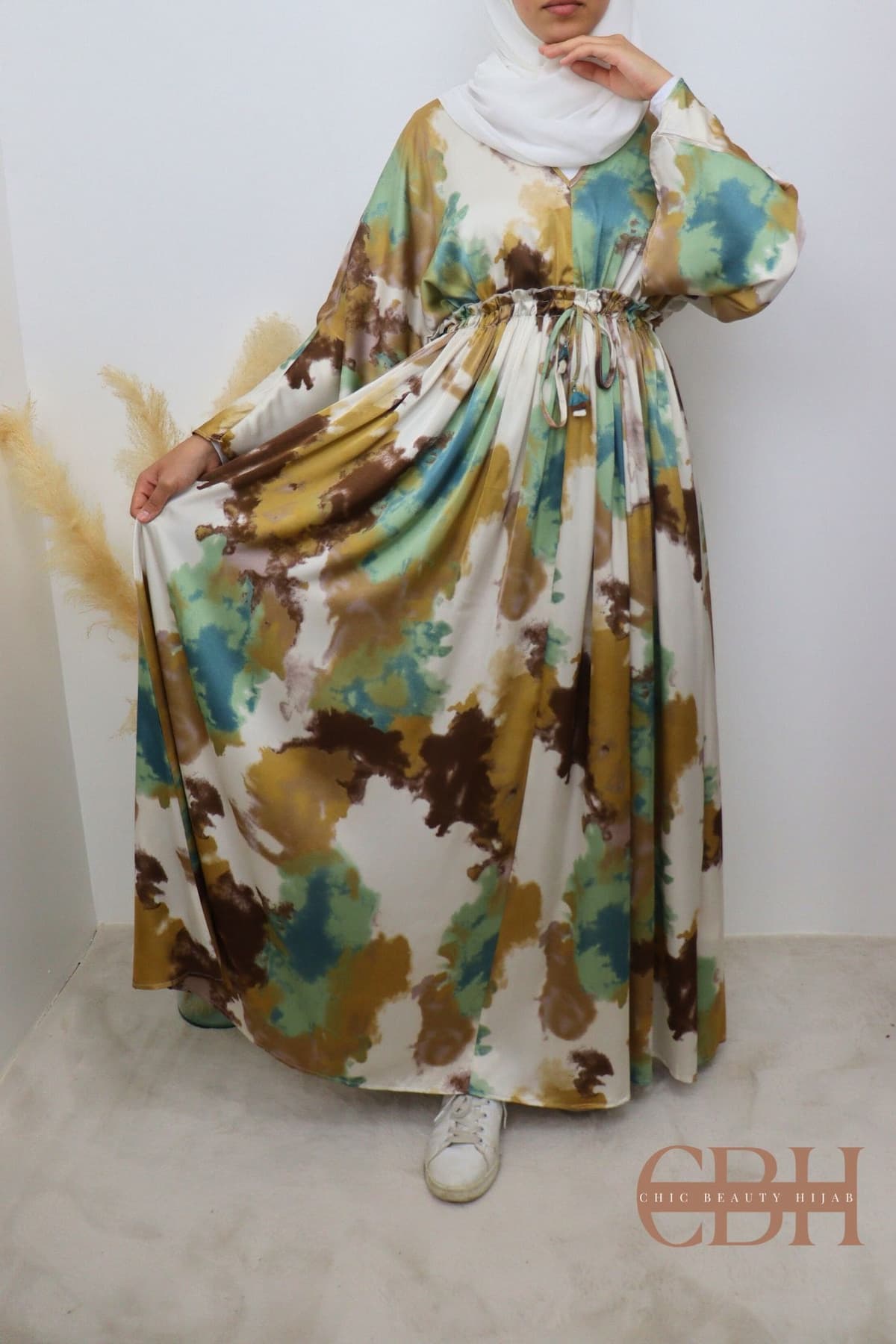 Robe longue imprimée Sofia Verte