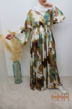 Robe longue imprimée Sofia Verte