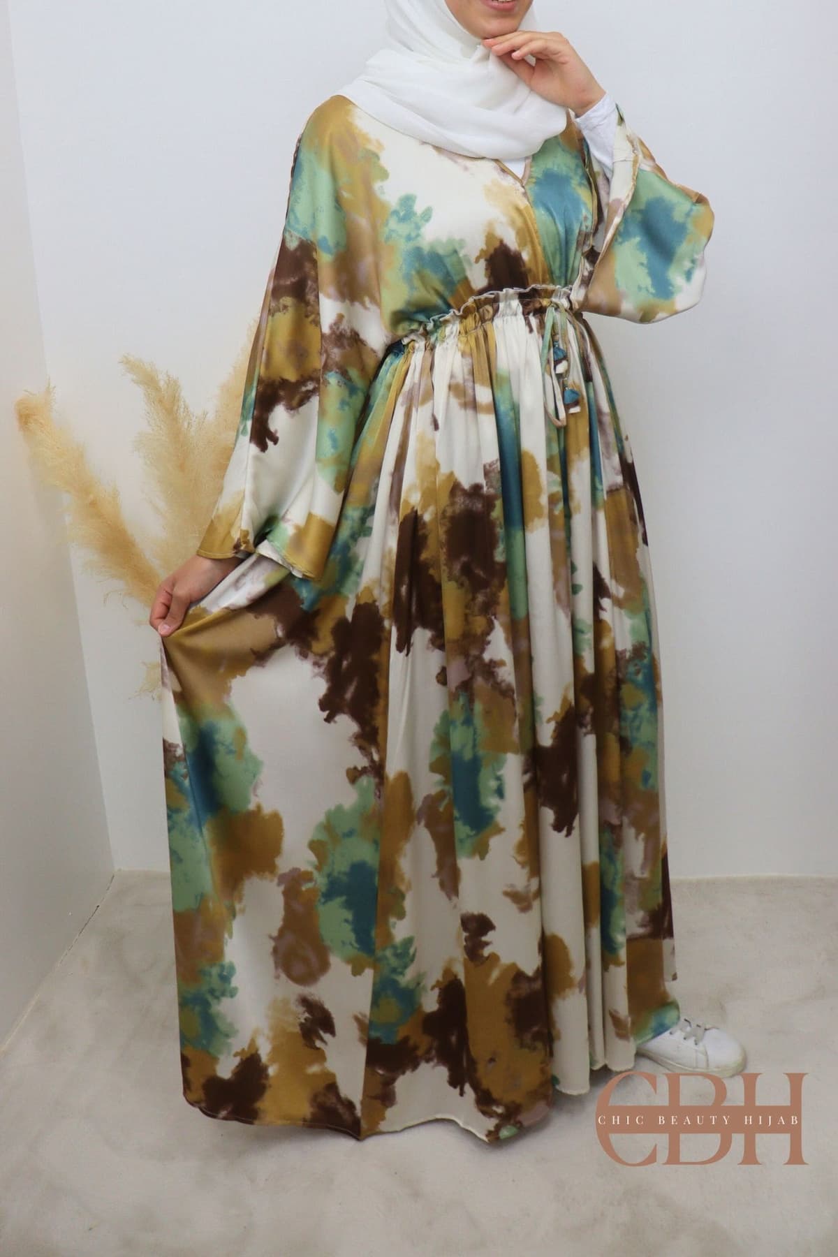 Robe longue imprimée Sofia Verte