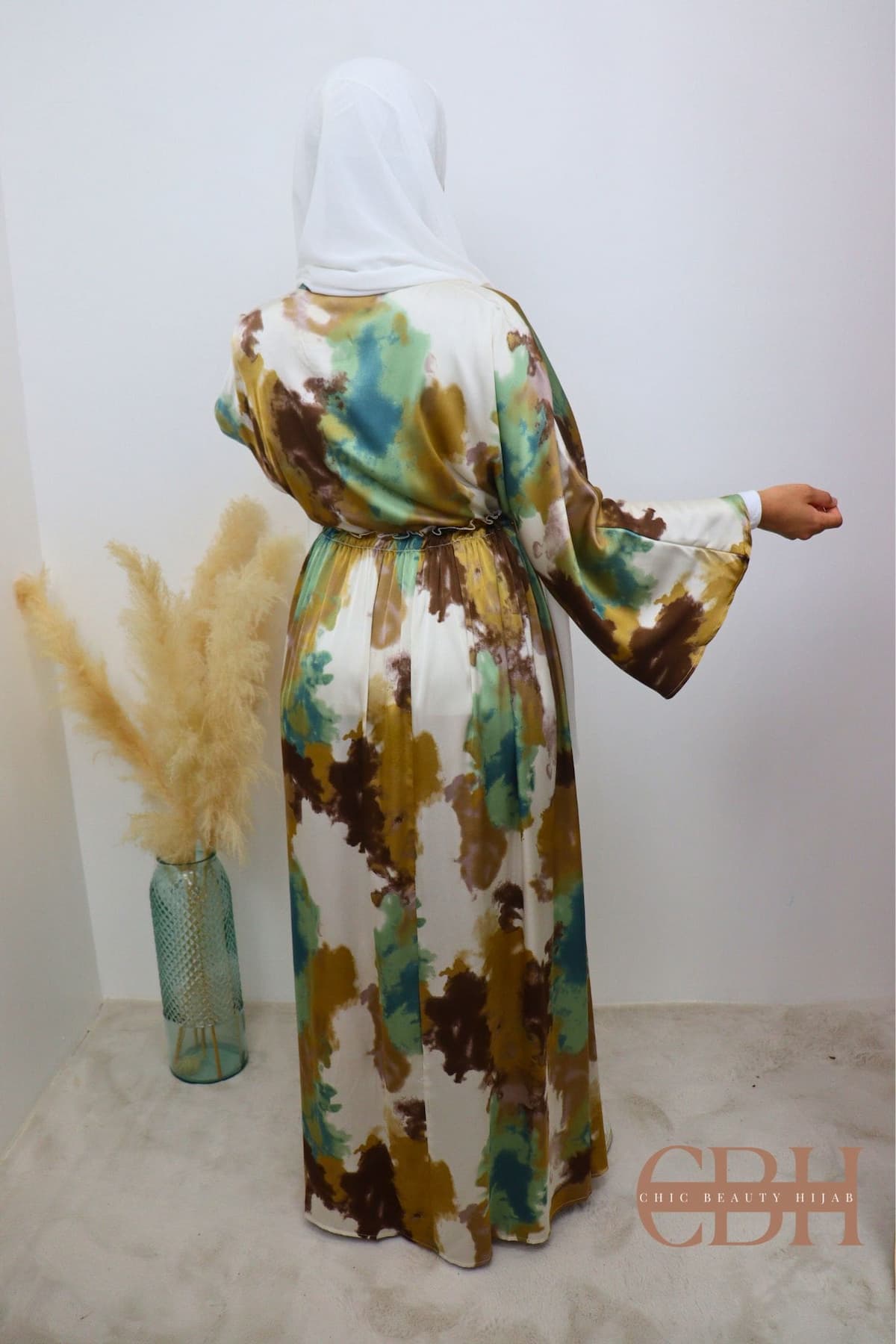 Robe longue imprimée Sofia Verte