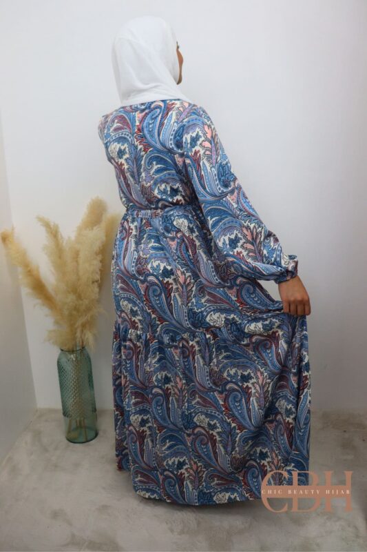 Fluide Image Robe longue imprimée fluide Azur