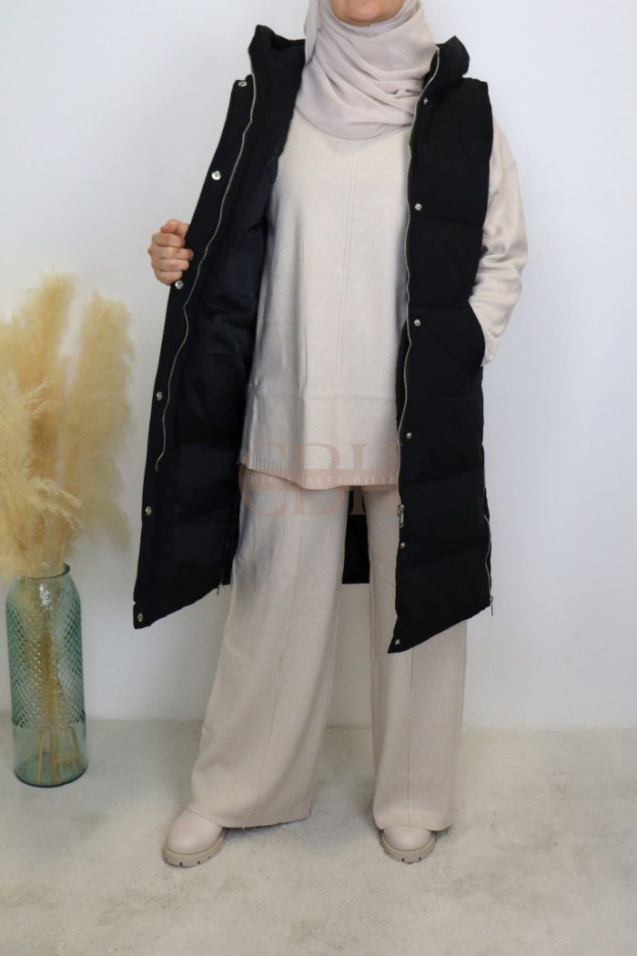 Doudoune noire femme sans manches confortable et tendance