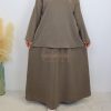 Jupe velours côtelé taupe taille haute – ensemble femme