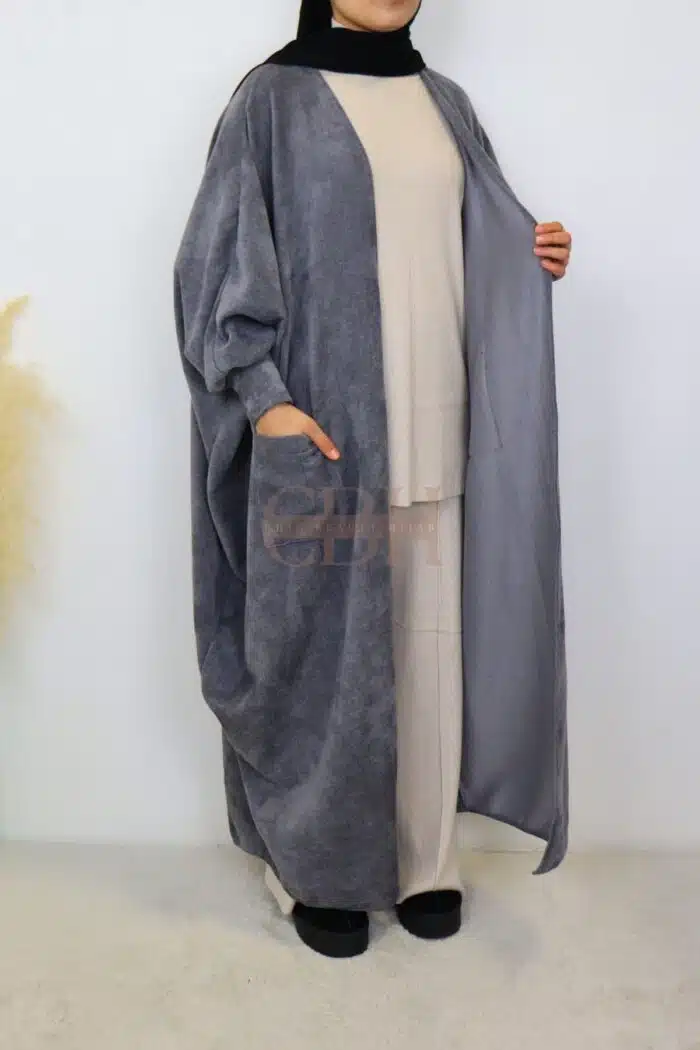 Cardigan papillon en velours grisélégant pour femme