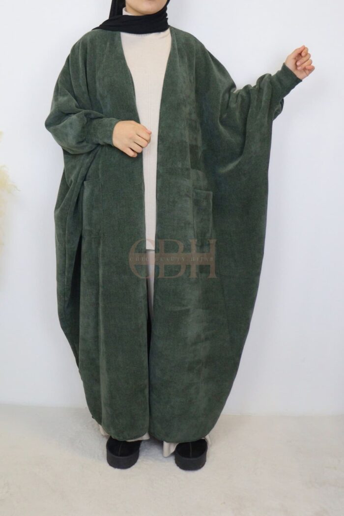 Cardigan papillon en velours kaki élégant pour femme