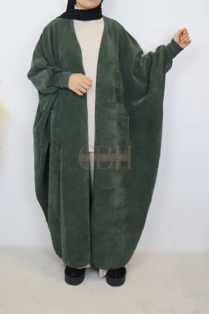 Cardigan papillon en velours kaki élégant pour femme