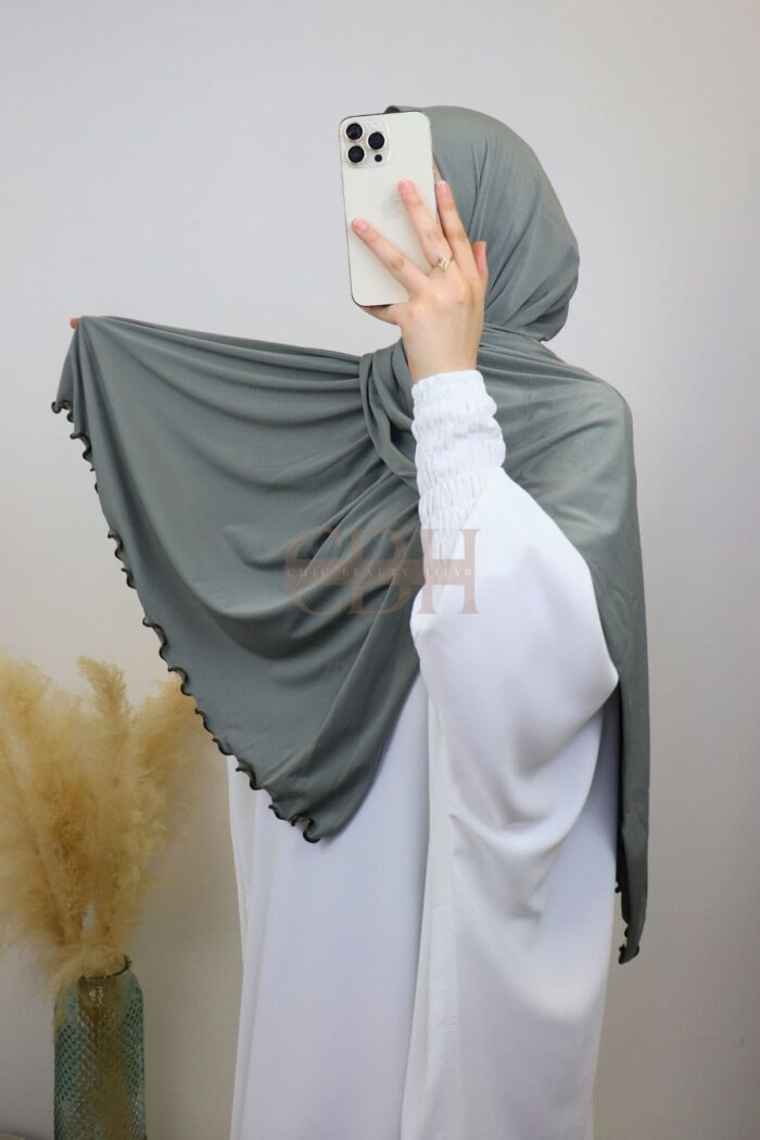 Hijab jersey premium frisé – vue de face