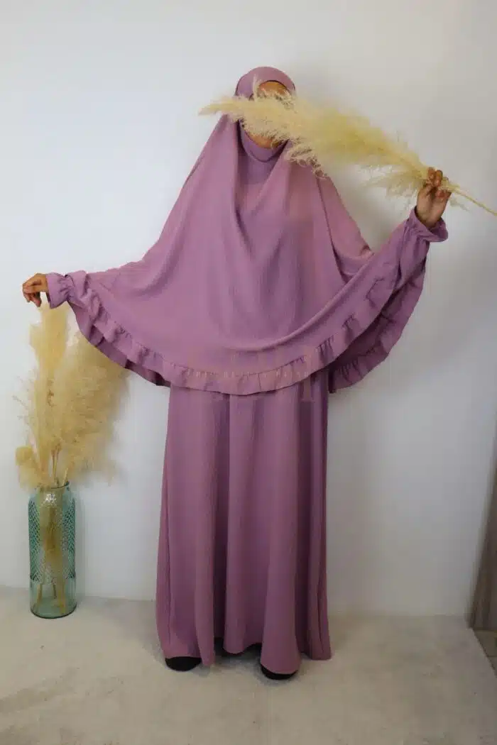 Ensemble abaya khimar moderne et pudique rose
