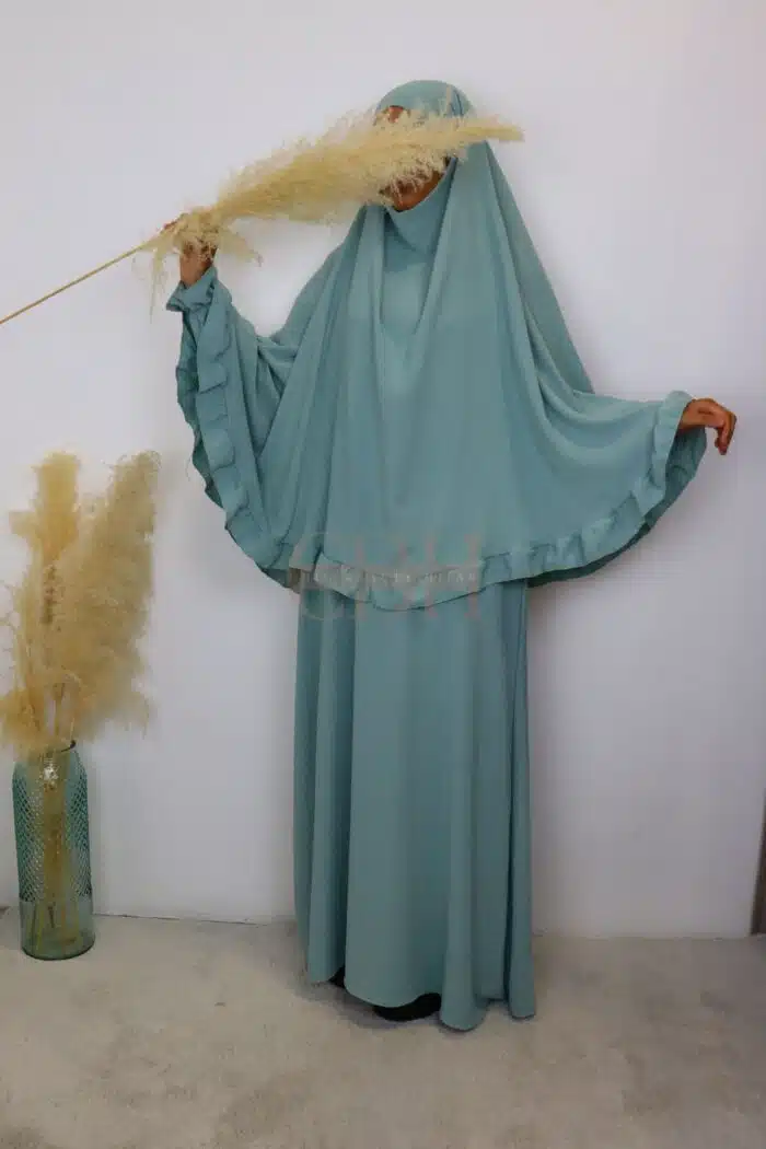 tenue de prière mastour Vert d’Eau – Style Chic & Pudique