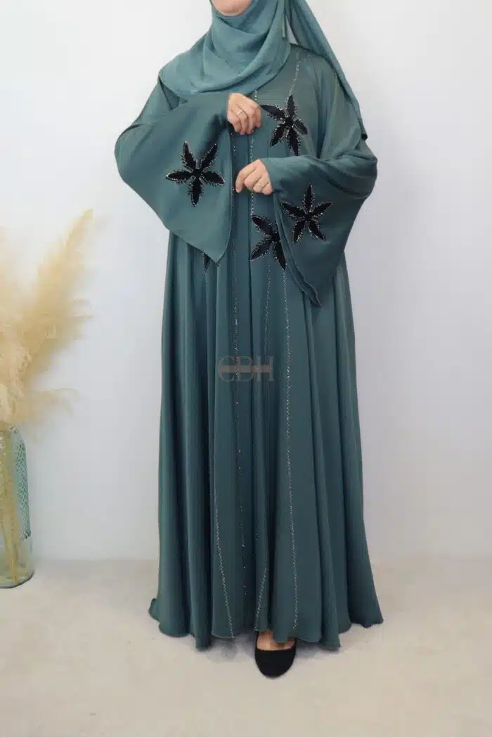 Abaya Dubaï élégante Inaya brodée avec perles pour mariage et occasions spéciales