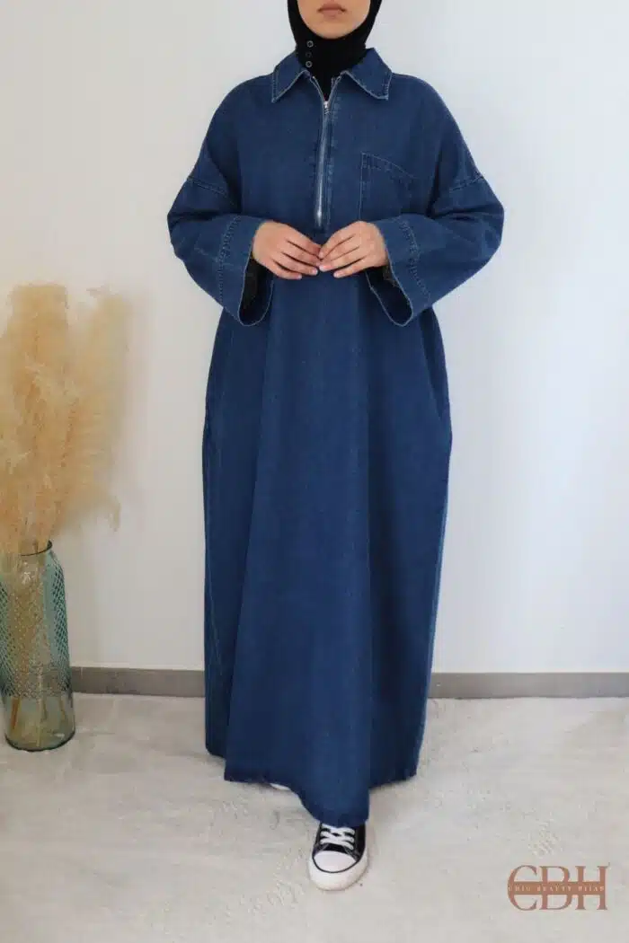 Robe en jean longue bleue