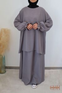 ensemble jupe longue Camila gris