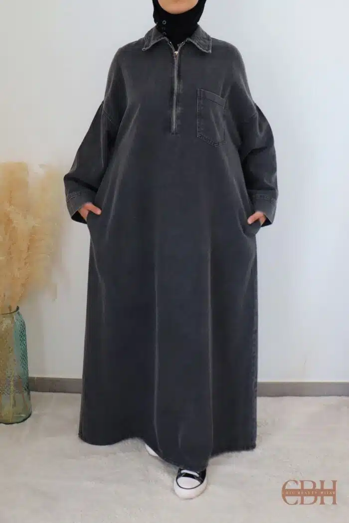 robe longue en jean noire